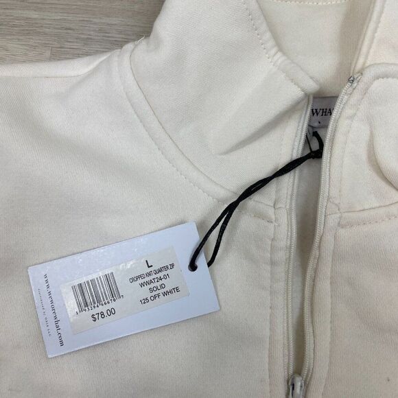 WeWoreWhat Cropped Oversized Sweater Womens Large White Quarter Zip - Picture 3 of 5